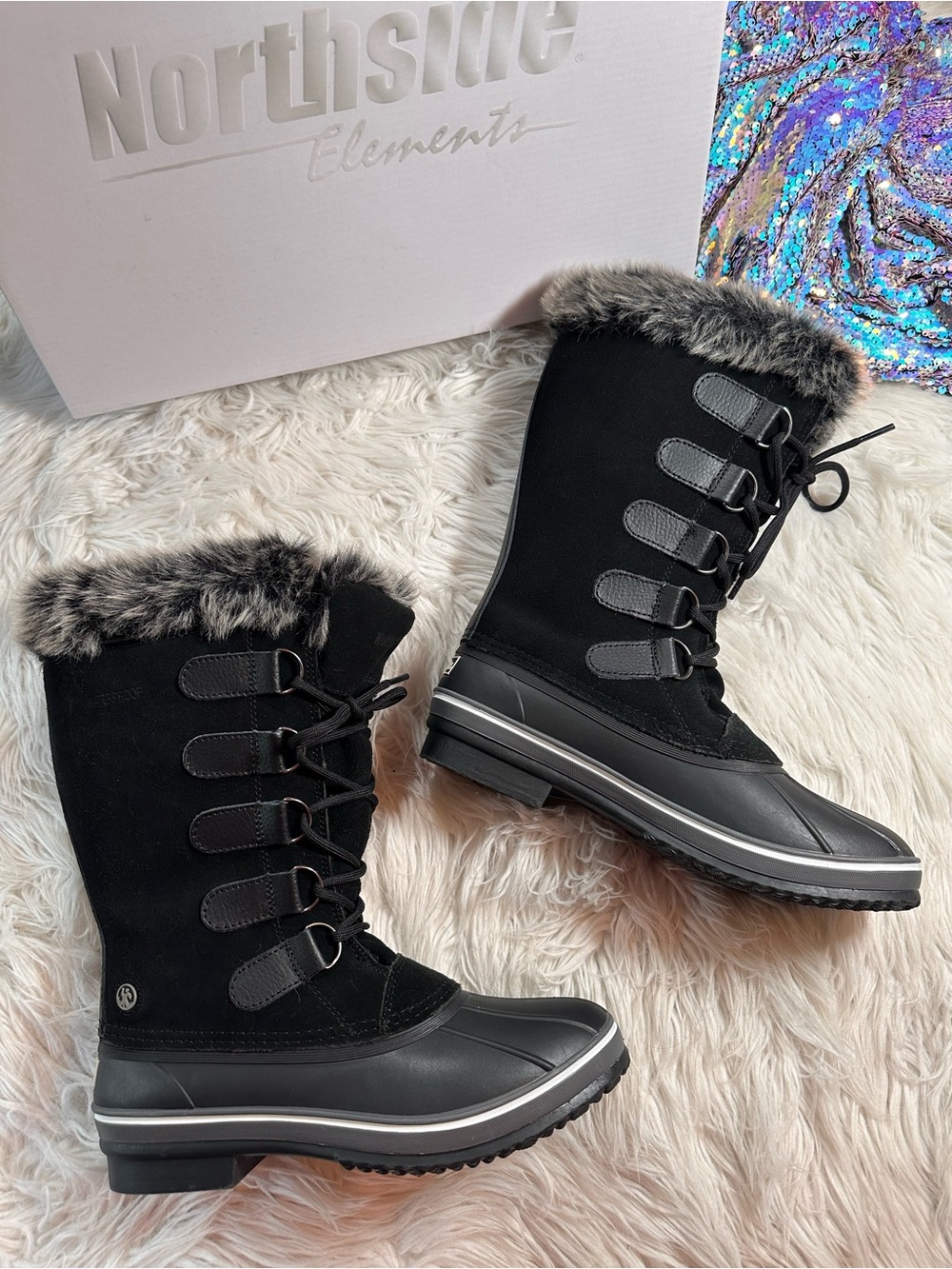 Northside Elements • Tall Waterproof Lace Up Insulated Duck Boots - Picture 6 of 13